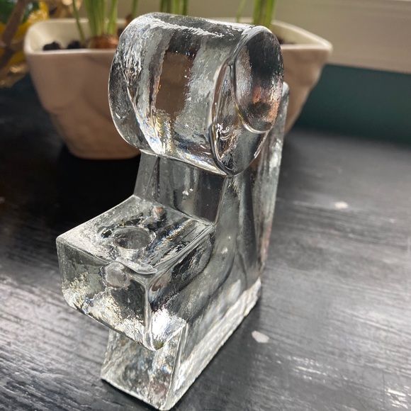 vintage clear glass block angel candle holder - Picture 4 of 7